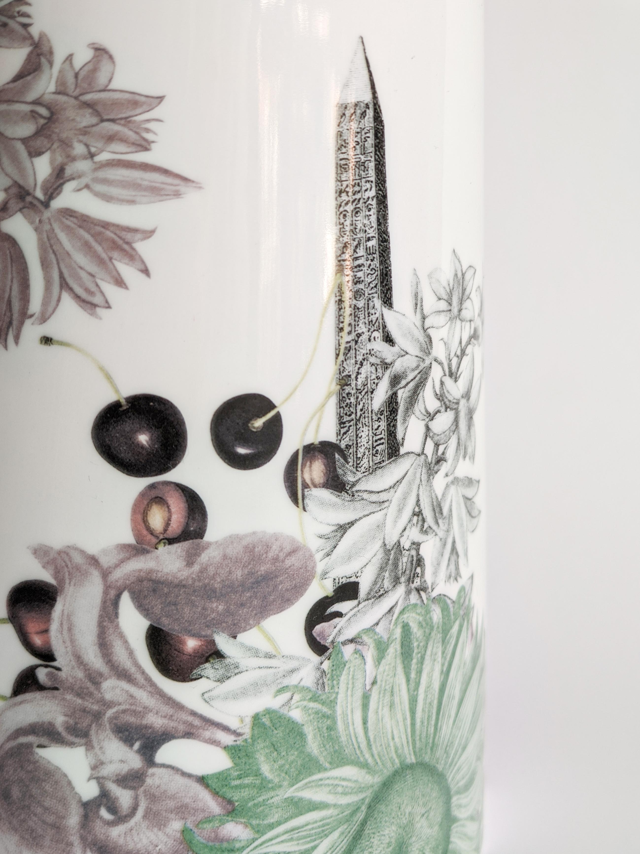 Italian Cairo, Contemporary Porcelain Vase with Decorative Design by Vito Nesta For Sale
