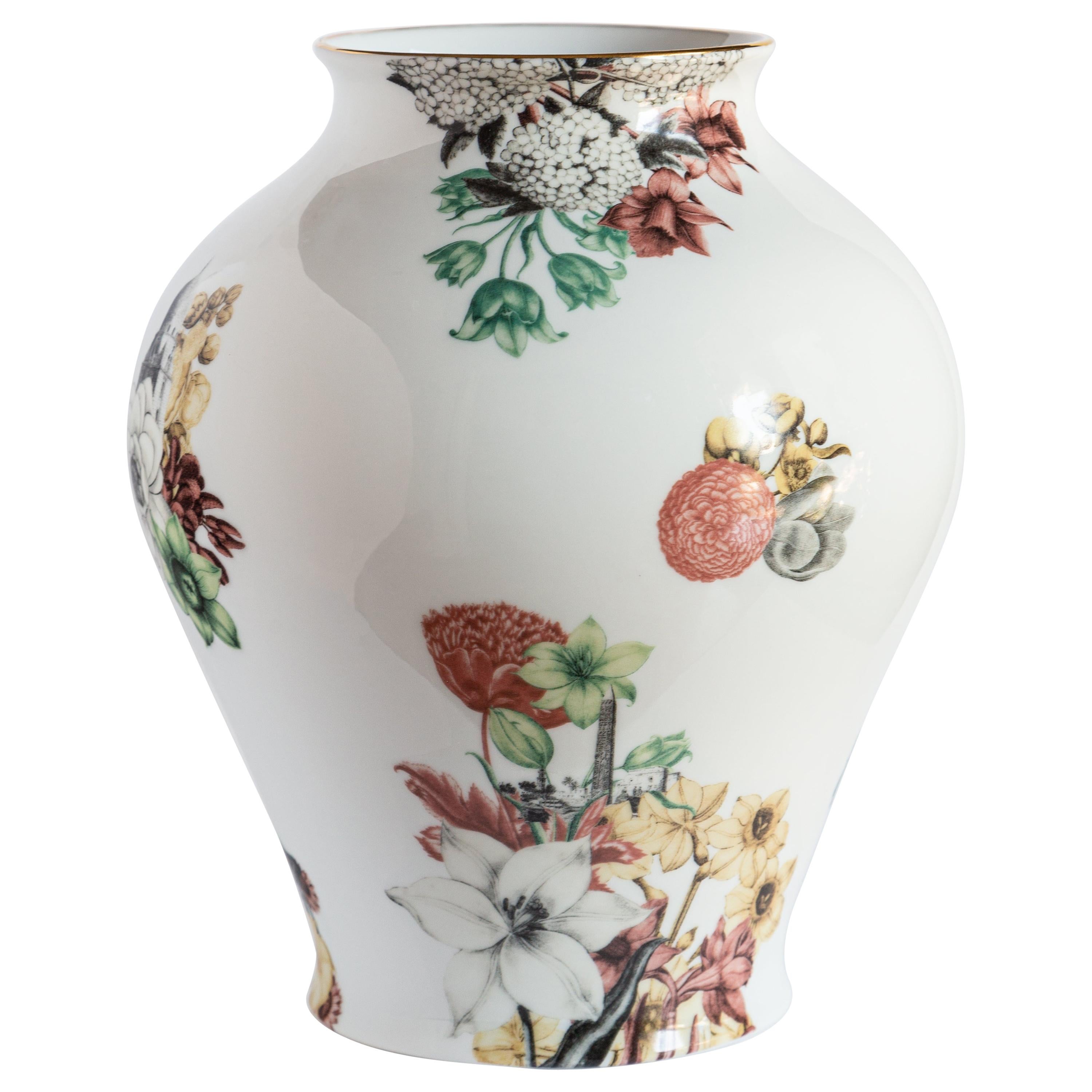 Cairo, Contemporary Porcelain Vase with Decorative Design by Vito Nesta For Sale