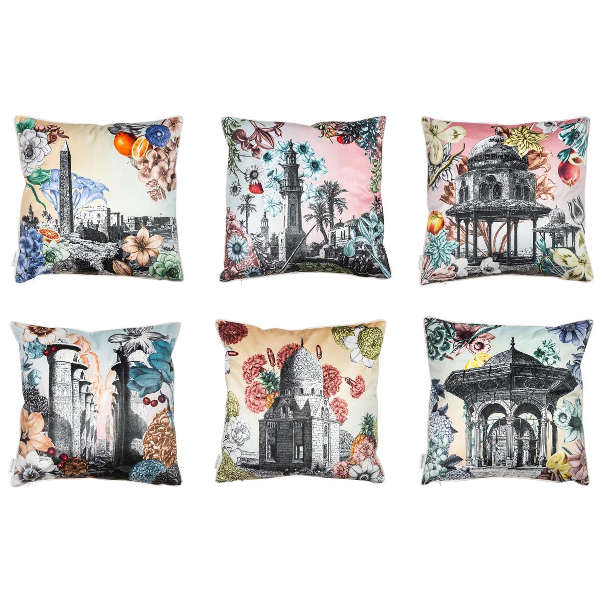 Cairo, Contemporary Velvet Printed Pillow by Vito Nesta For Sale