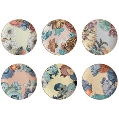 Cairo, Six Contemporary Porcelain Dessert Plates with Decorative Design