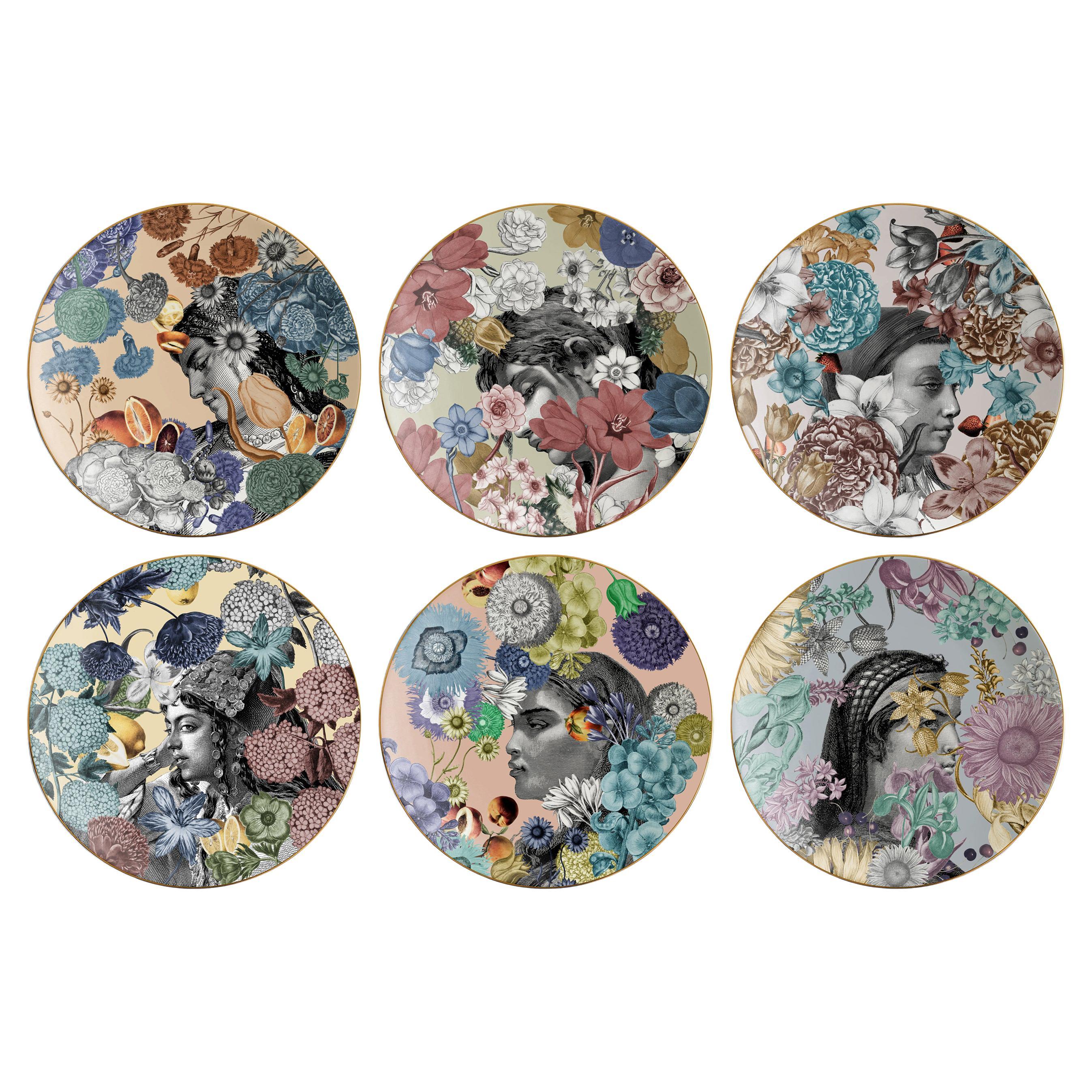 Cairo, Six Contemporary Porcelain Platters with Decorative Design