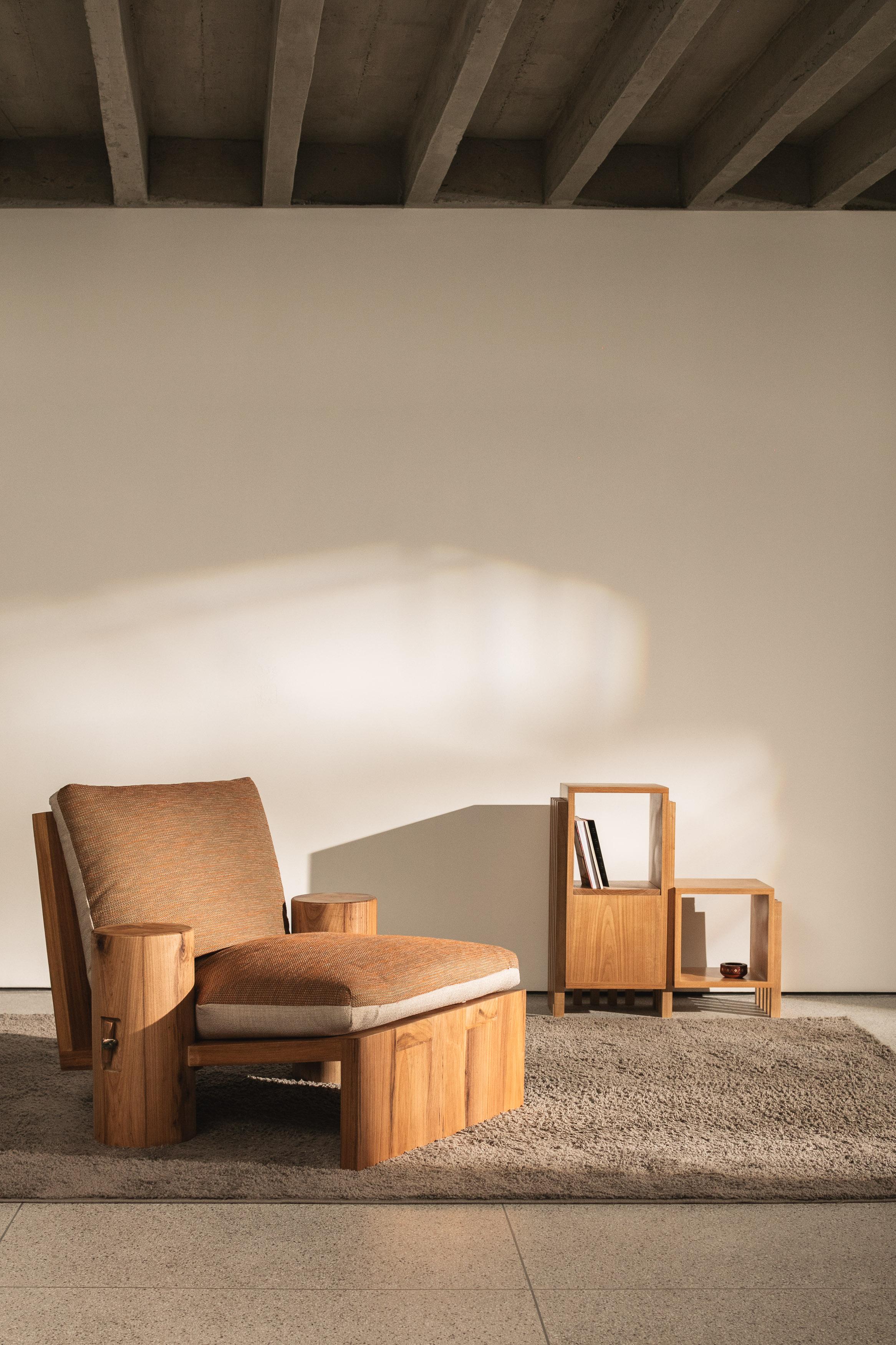 Cais Armchair by Filipe Ramos for GESTU in Brazilian Freijo hardwood In New Condition For Sale In Sao Paulo, Sao Paulo