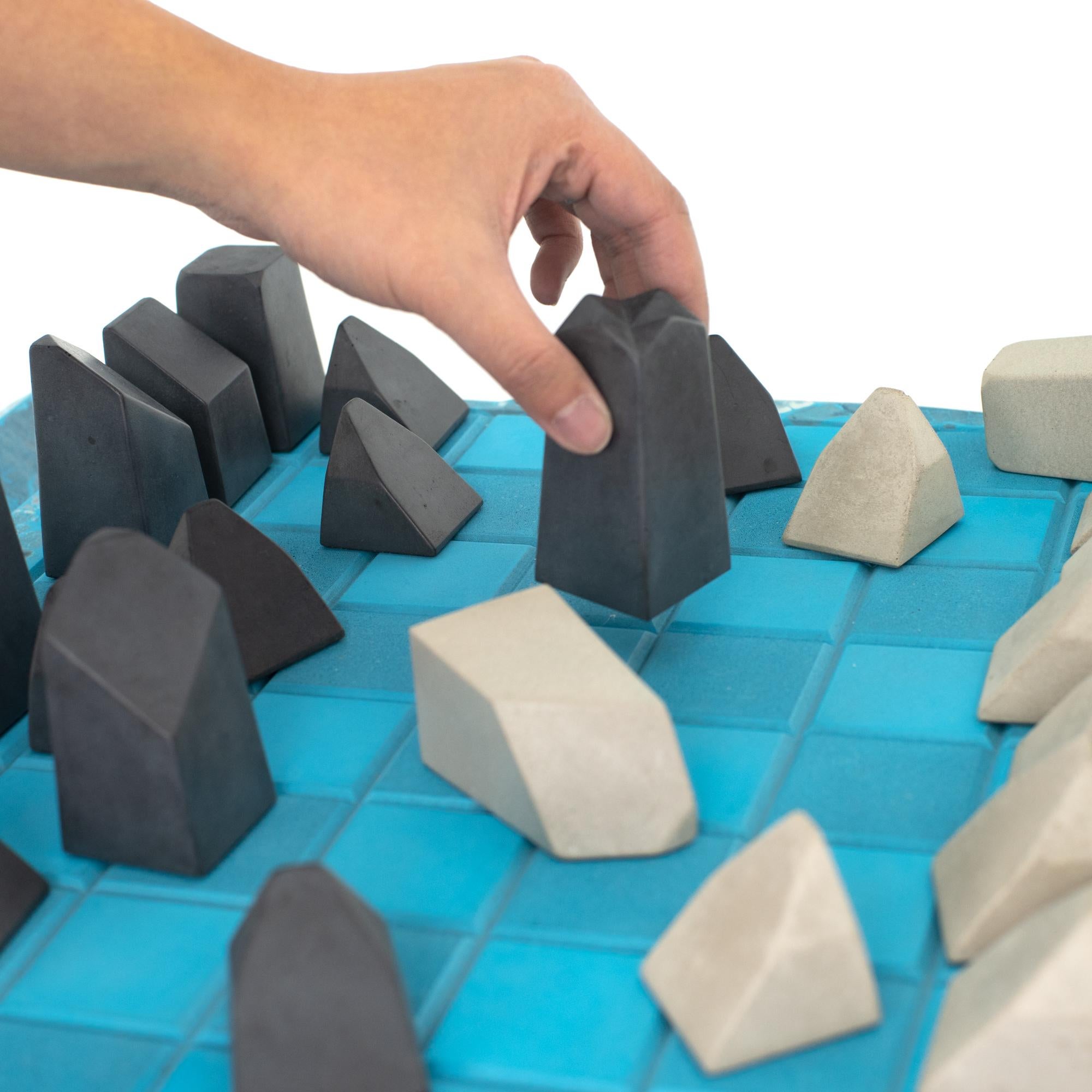 Cast Caissa Concrete Chess Board with Oracle Pattern For Sale