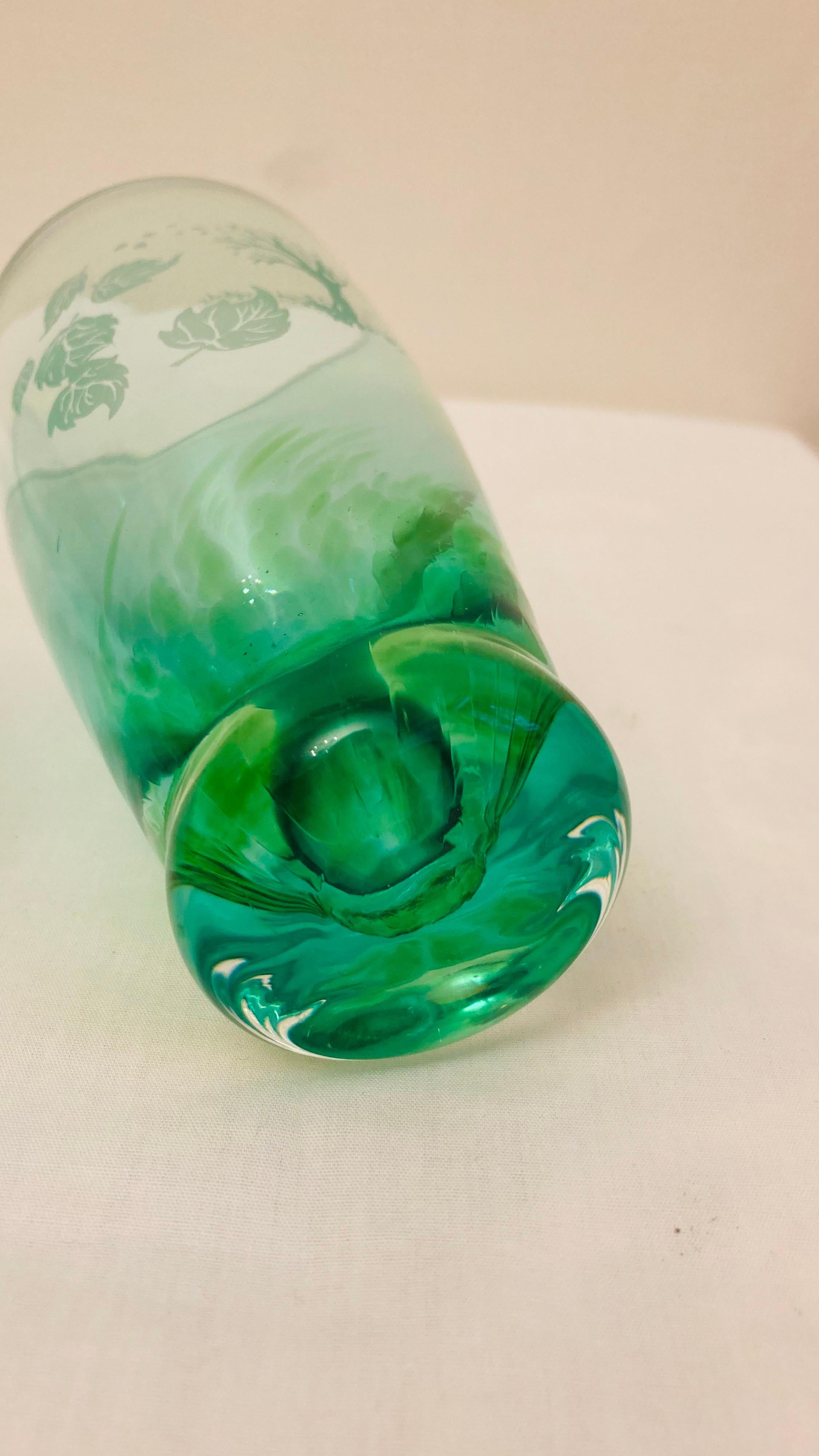 Art Glass Vitange Caithness Glass Sommerso Engraved Bud Vases For Sale
