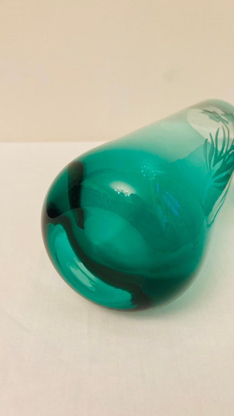 Vitange Caithness Glass Sommerso Engraved Bud Vases For Sale at 1stDibs