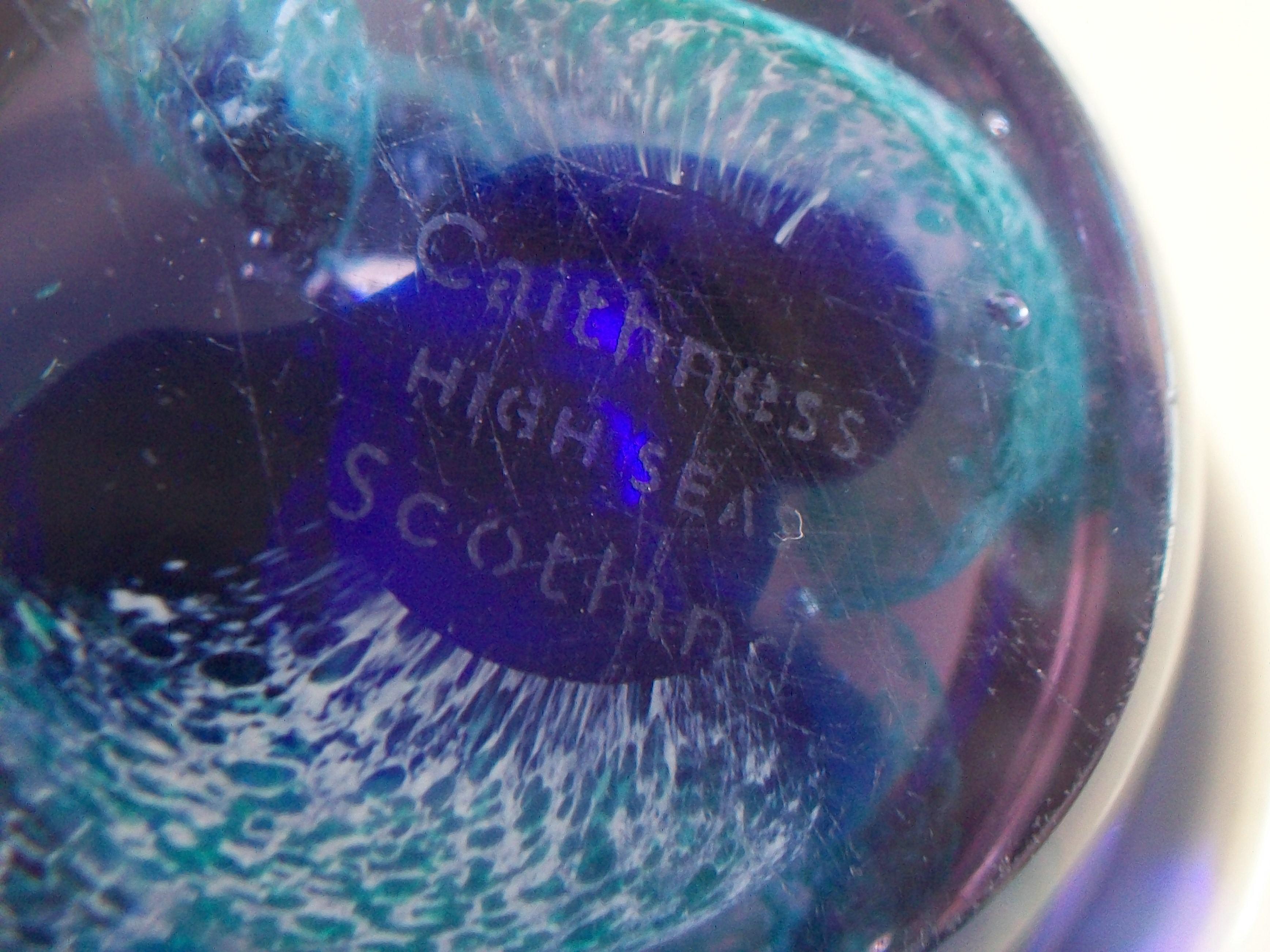 Art Glass CAITHNESS - High Seas - Blue Swirl Glass Paperweight - U.K. - Late 20th Century For Sale