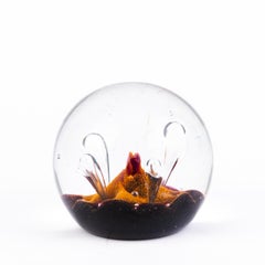 Caithness "Moonflower" Designer Scottish Glass Paperweight by Colin Terris