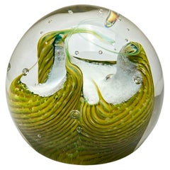 Yellow and Green Art Glass Paperweight ‘Pastures New’ Caithness Scotland 2003
