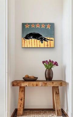 Settled, Contemporary, dog, Original, mixed media