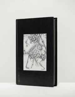 "Brick II", Drawing on Used Book, Figurative, Black and White, Graphite