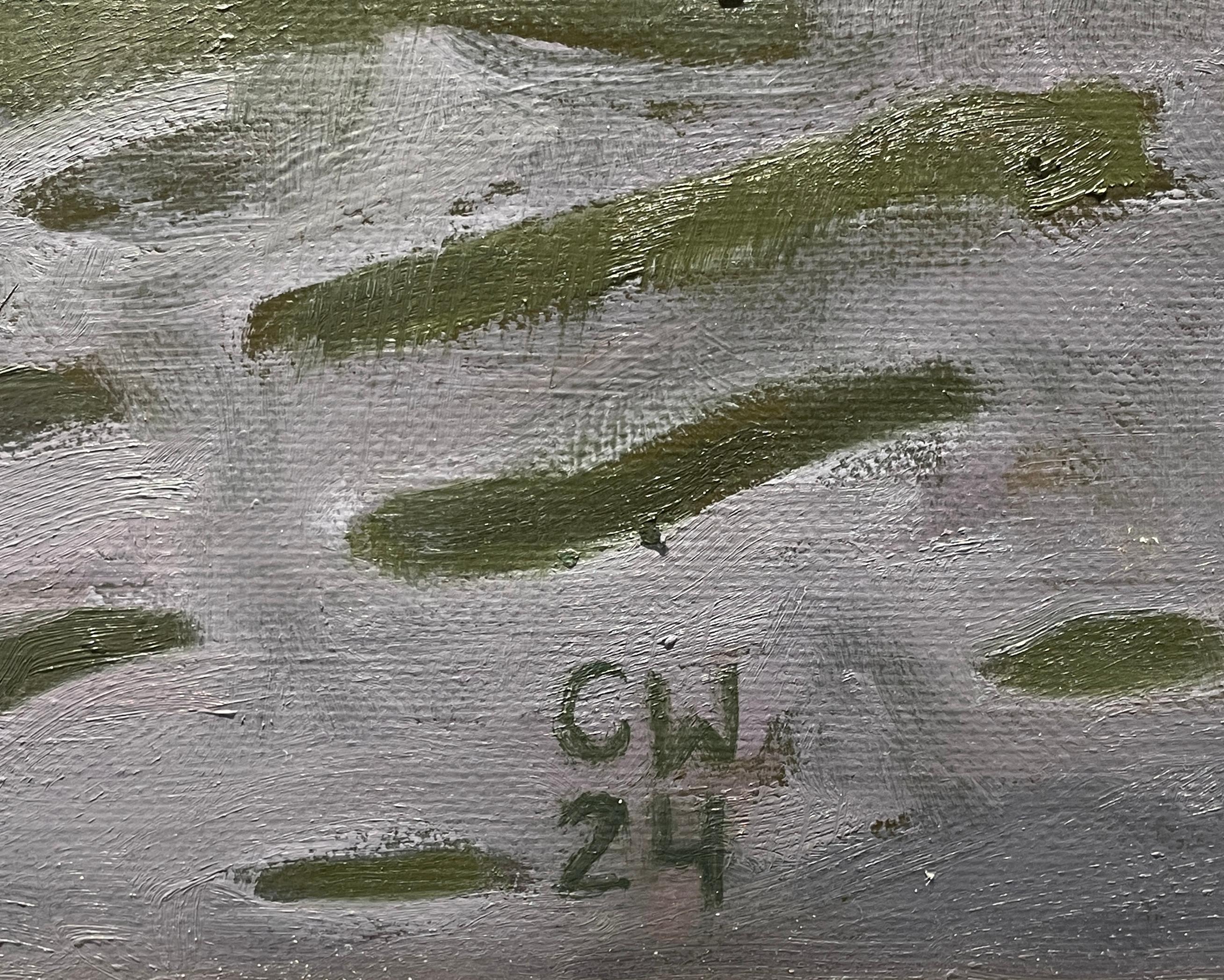 Acqua santa (dipinto a olio di un giovane ragazzo biondo che galleggia in una canoa rossa) di Caitlin Winner
olio su tela
38 x 26 pollici
39 x 27 pollici incorniciato

Realizzato con luce naturale, questo dipinto a olio raffigura un giovane ragazzo