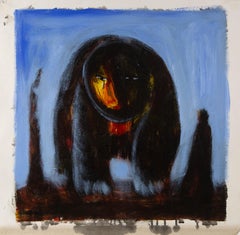 Caizhen Ming Animal Original Oil On Canvas "Black Bear"