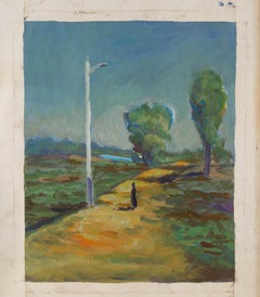 Caizhen Ming Landscape Original Oil On Canvas "Country Path"