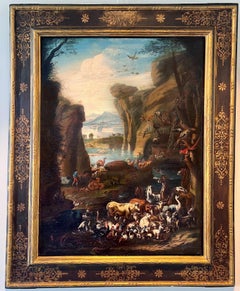 Large 17th / 18th century Italian Painting - Animals entering Noah's ark 