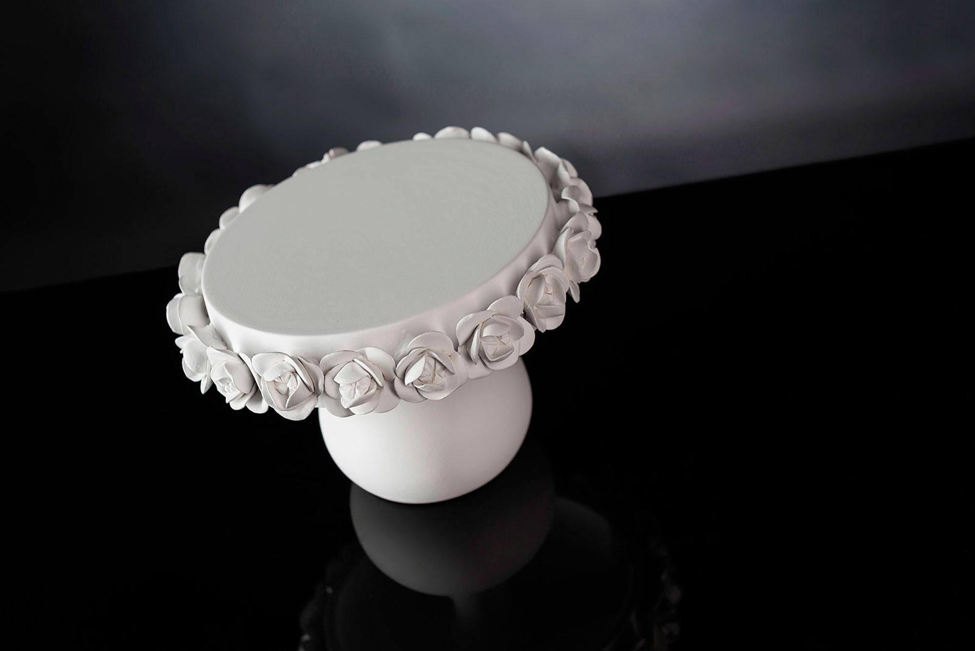 Hand-Crafted Cake Holder Coco Small, Matt White Ceramic, Italy For Sale