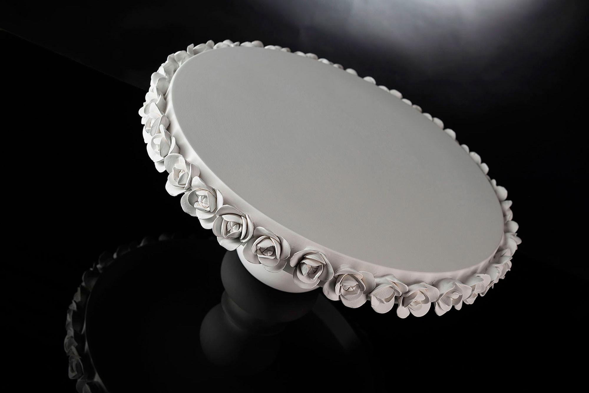 Italian Cake Holder Coco XLarge, Matt White Ceramic, Italy For Sale