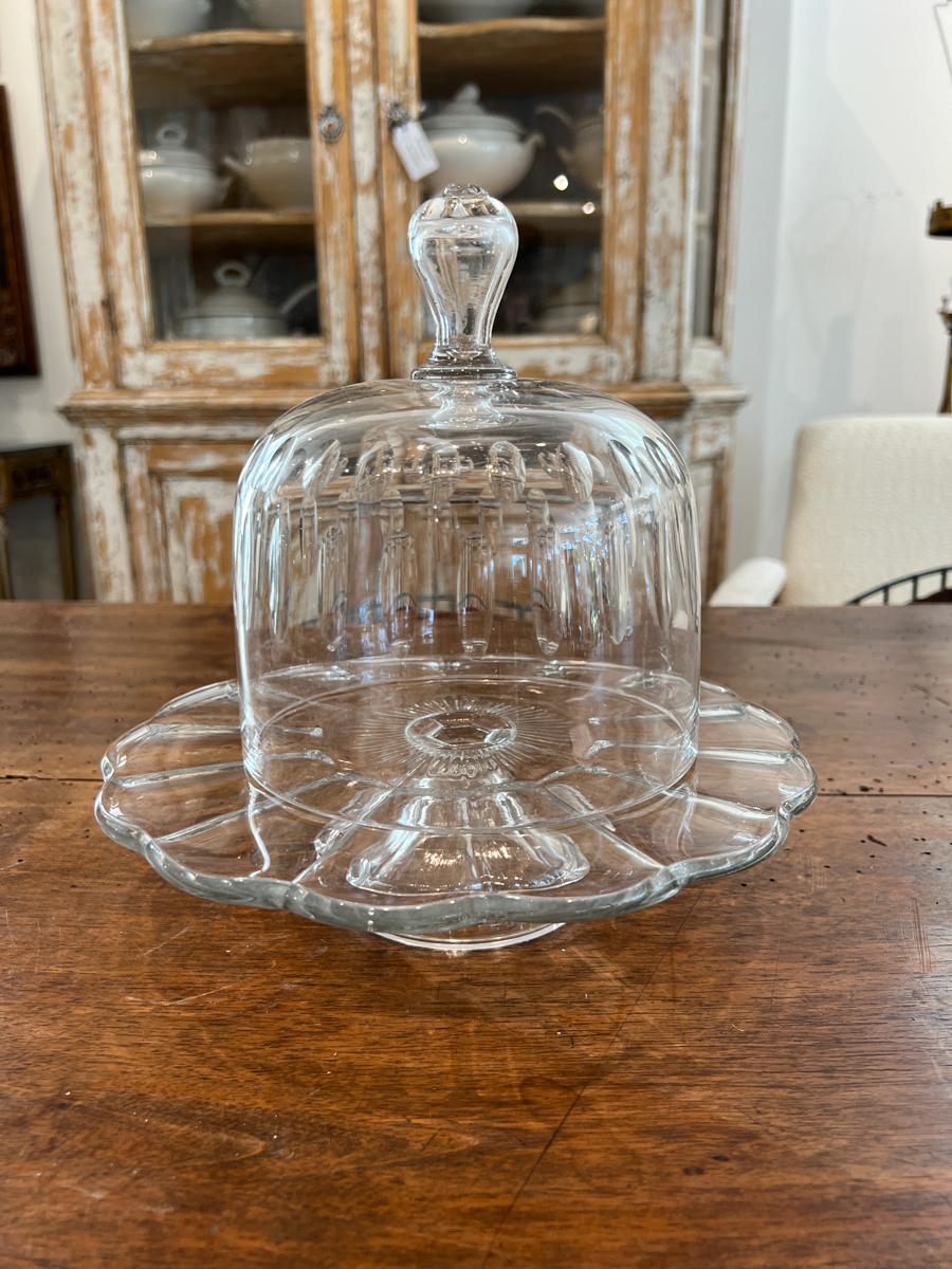 European Cake Plate with Glass Cloche
