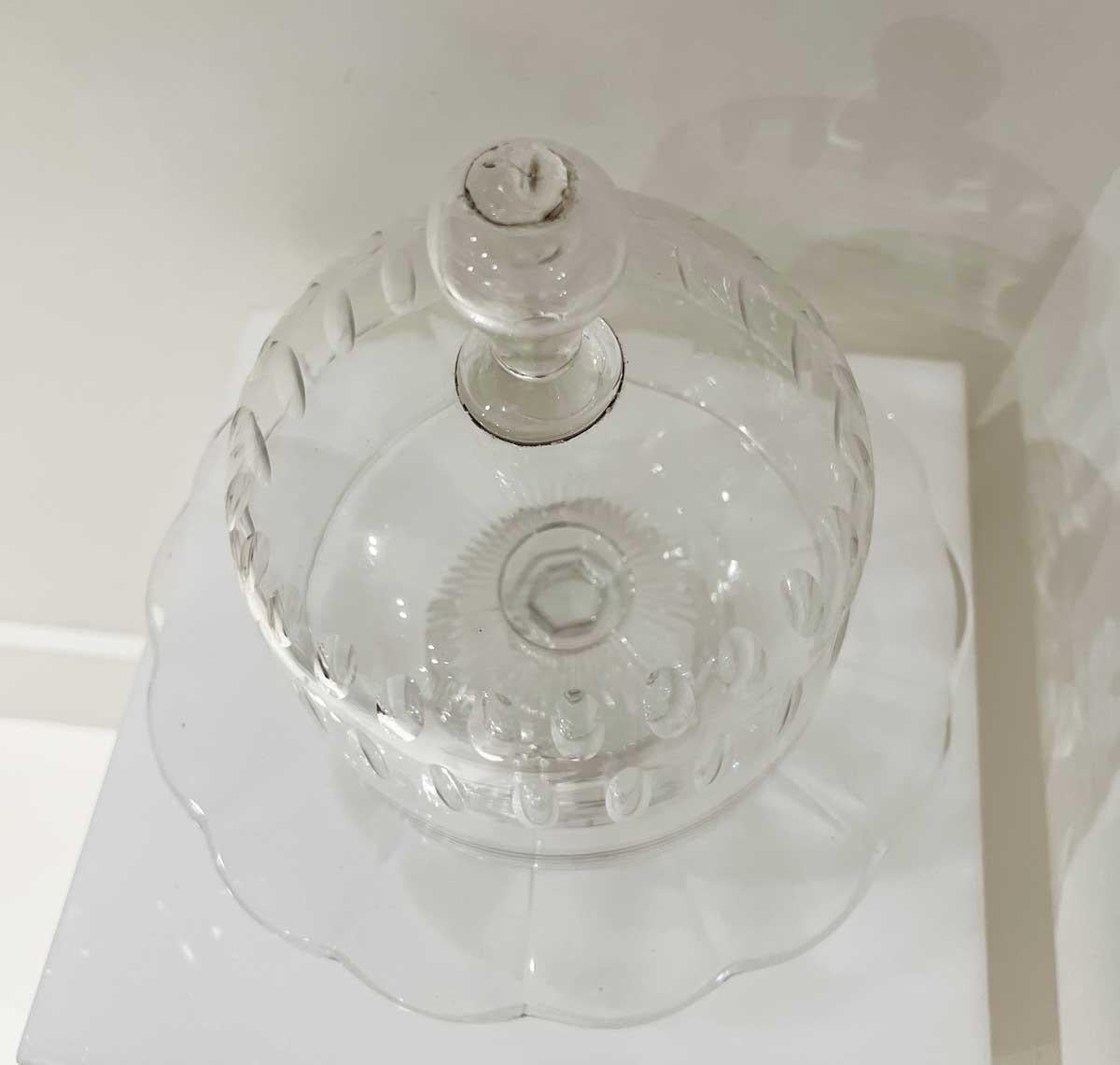 19th Century Cake Plate with Glass Cloche
