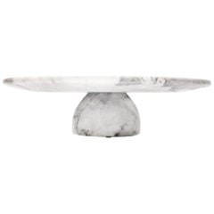 Half Moon Cake Stand in White Marble