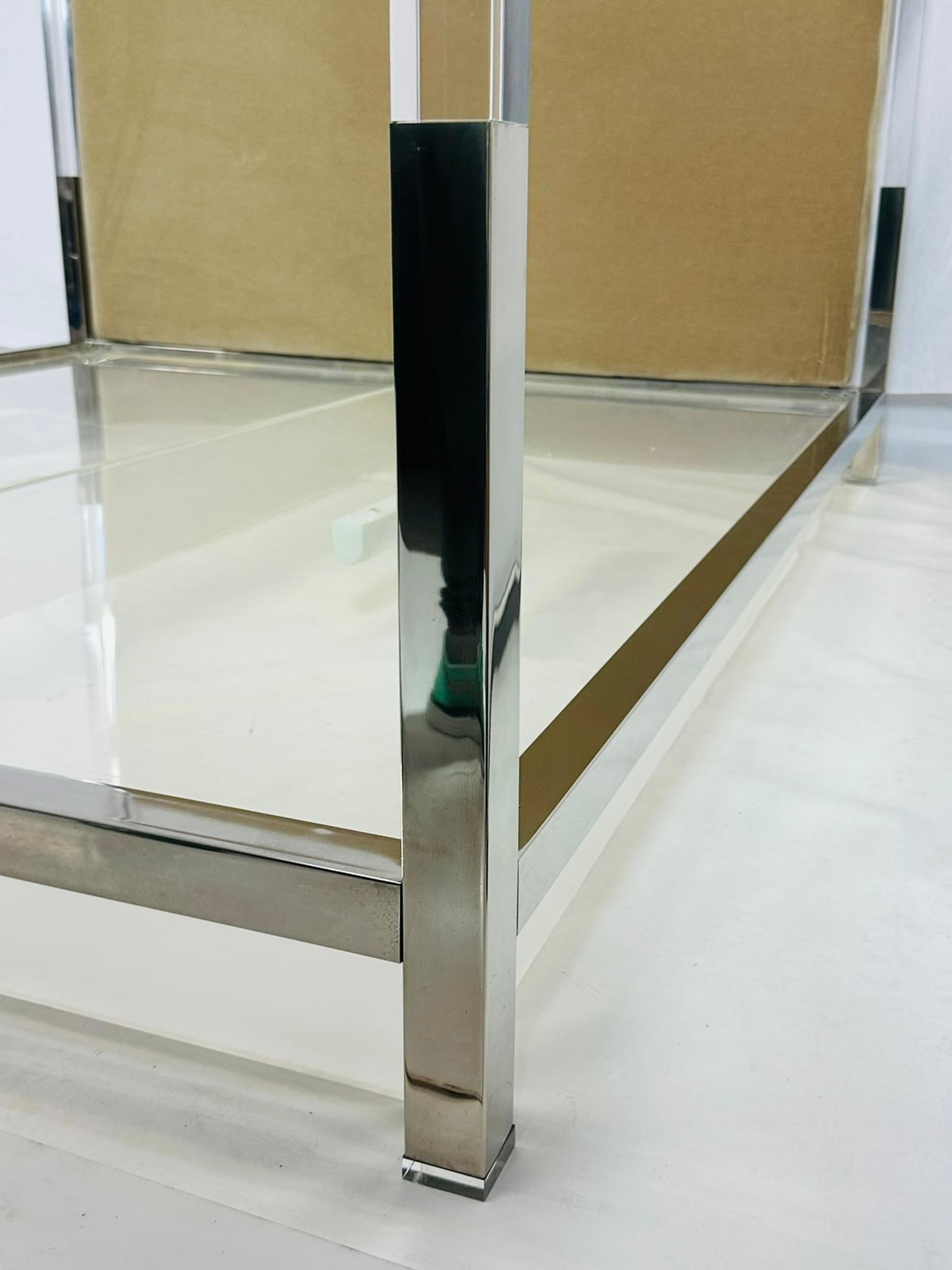 Cal-King 4 Poster Bed in Polished Nickel & Lucite by Charles Hollis Jones For Sale 2