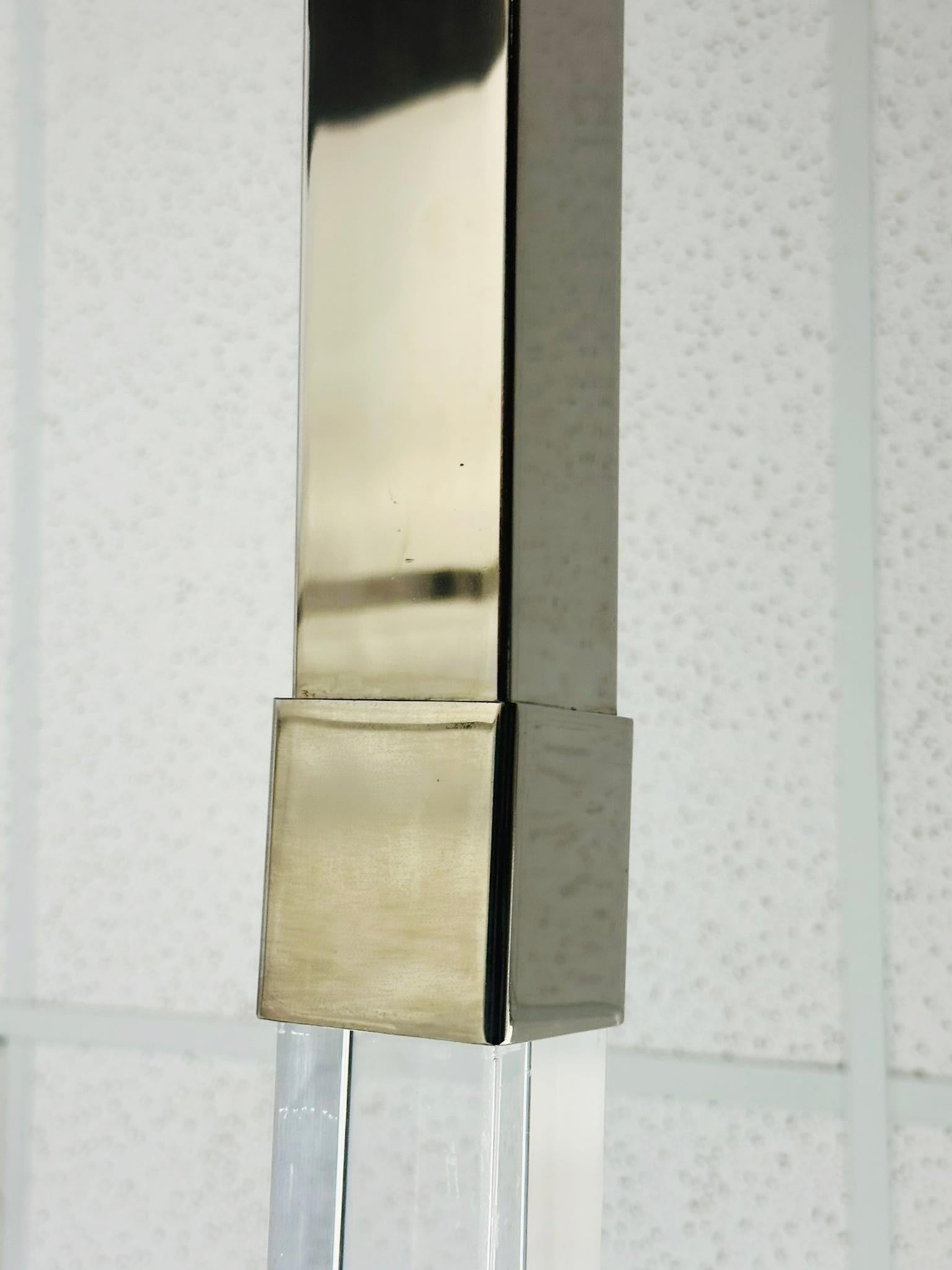 Cal-King 4 Poster Bed in Polished Nickel & Lucite by Charles Hollis Jones For Sale 3
