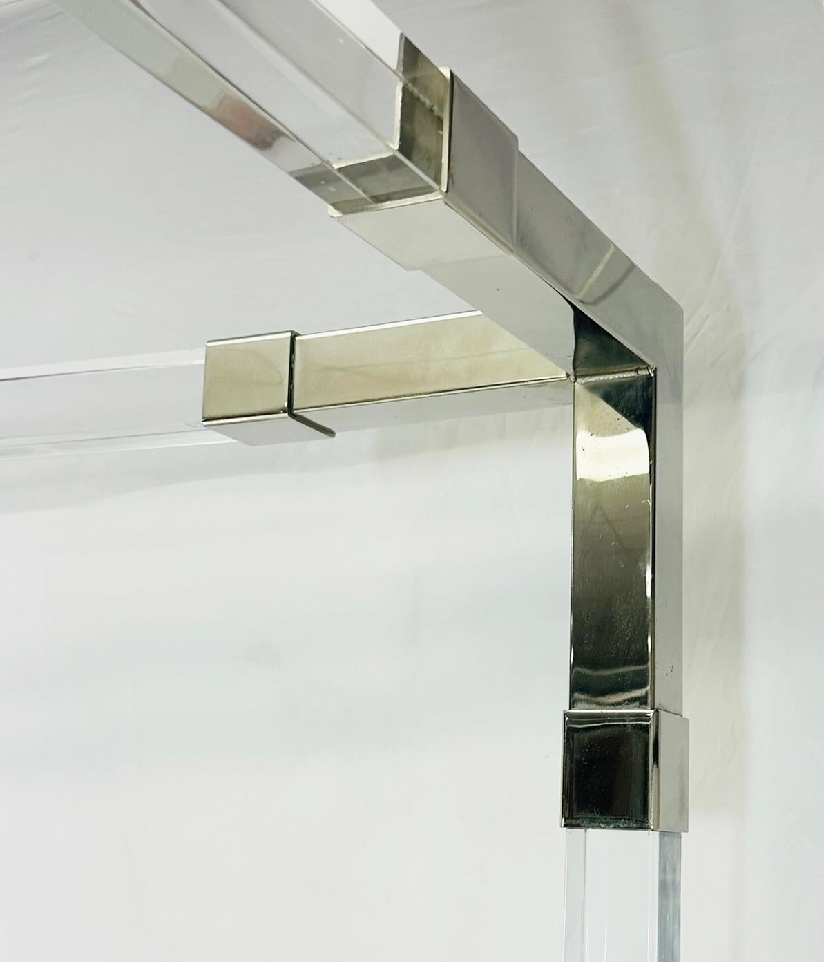 Cal-King 4 Poster Bed in Polished Nickel & Lucite by Charles Hollis Jones For Sale 4