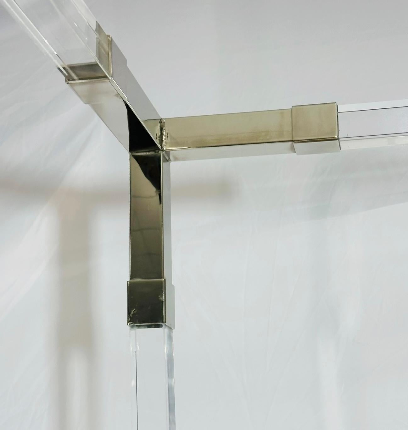 Cal-King 4 Poster Bed in Polished Nickel & Lucite by Charles Hollis Jones For Sale 6