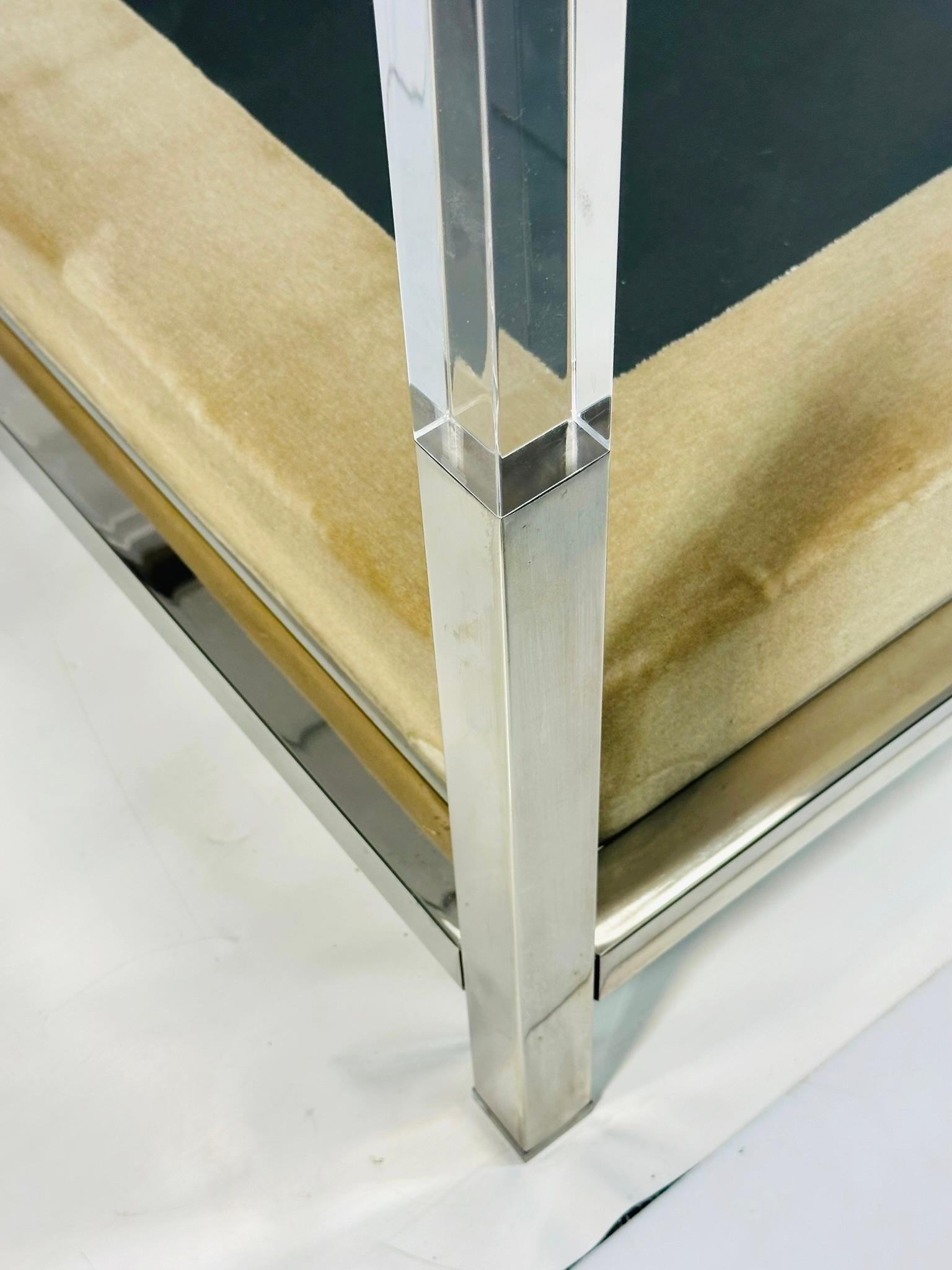 Cal-King 4 Poster Bed in Polished Nickel & Lucite by Charles Hollis Jones For Sale 7