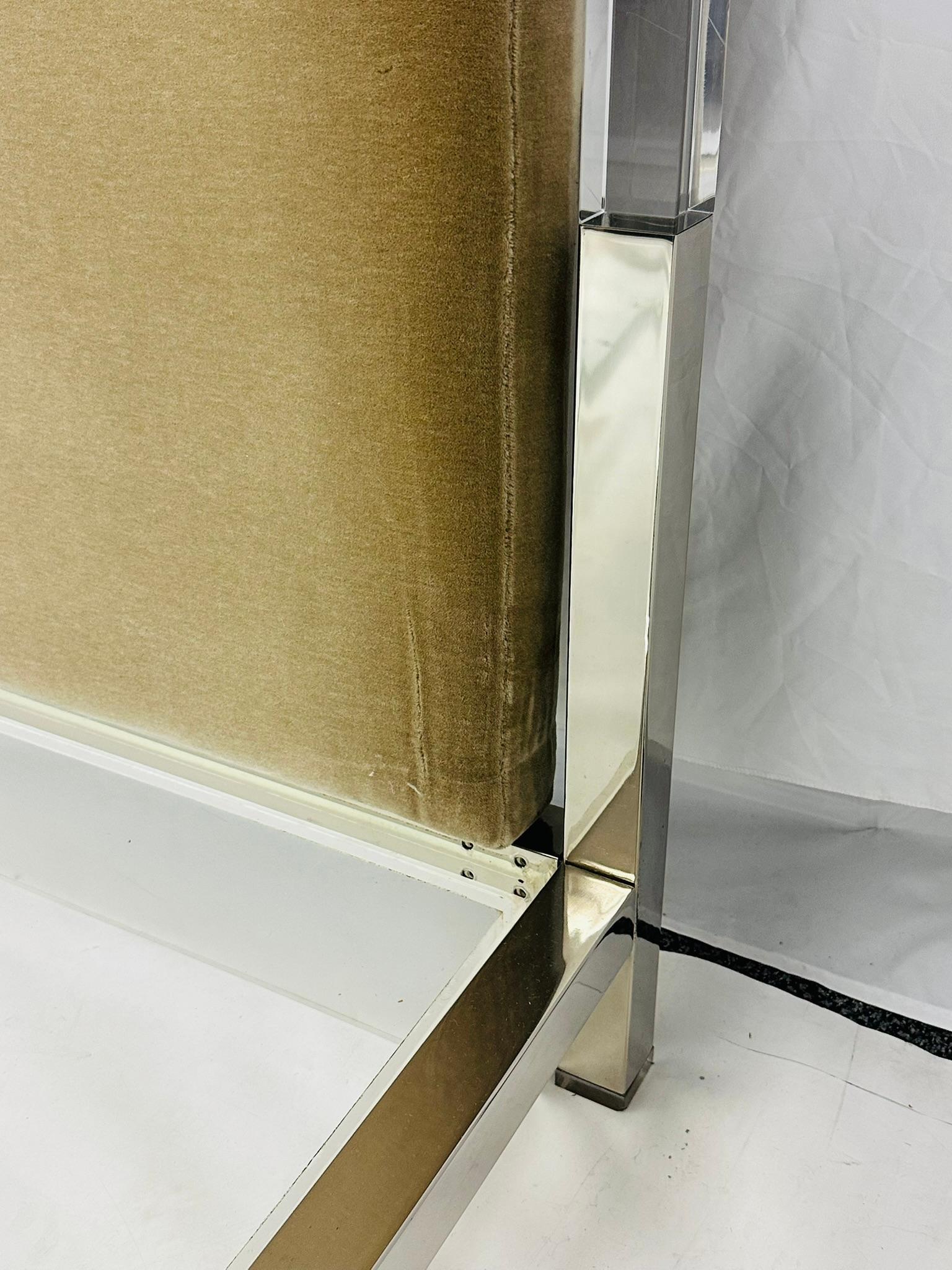Late 20th Century Cal-King 4 Poster Bed in Polished Nickel & Lucite by Charles Hollis Jones For Sale