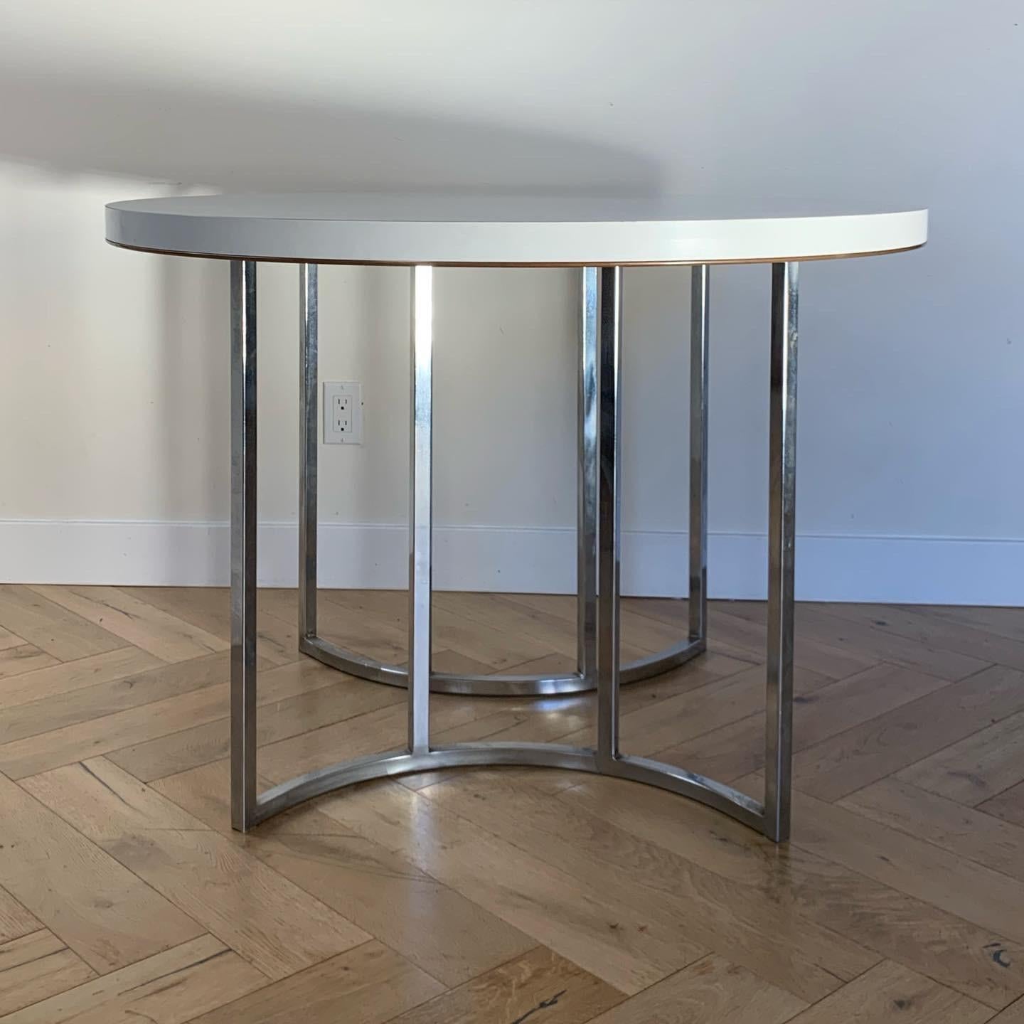 Mid-Century Modern Cal-Style Chrome and Laminate Dinette Bistro Table, circa 1972