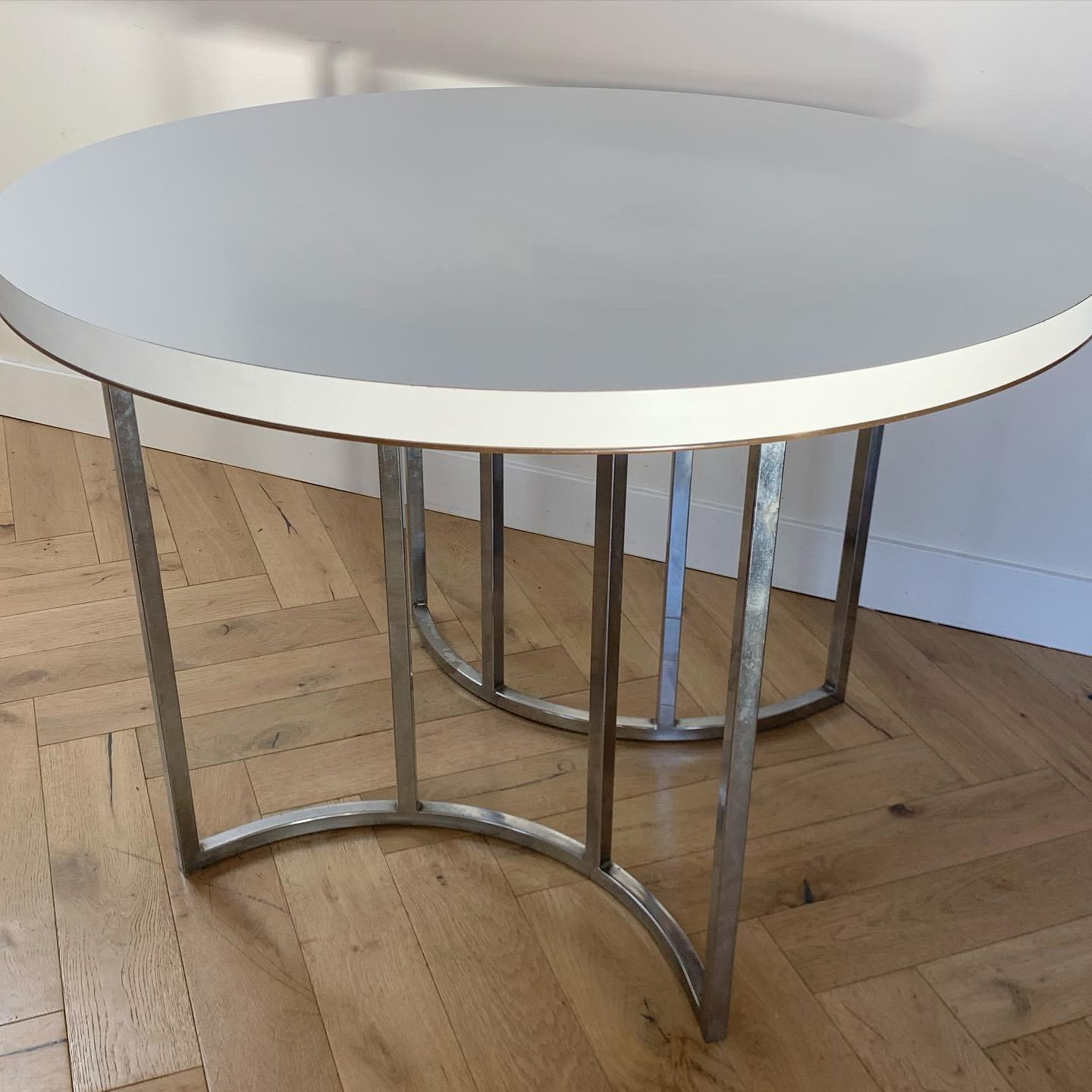 Cal-Style Chrome and Laminate Dinette Bistro Table, circa 1972 In Good Condition In View Park, CA