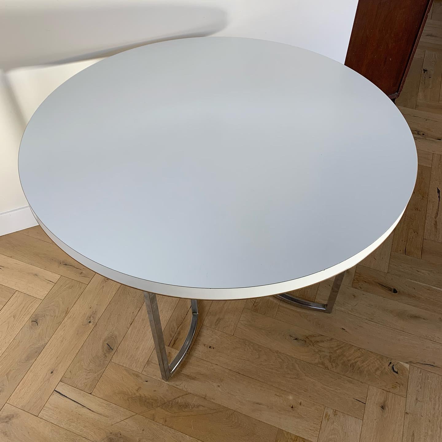 Late 20th Century Cal-Style Chrome and Laminate Dinette Bistro Table, circa 1972