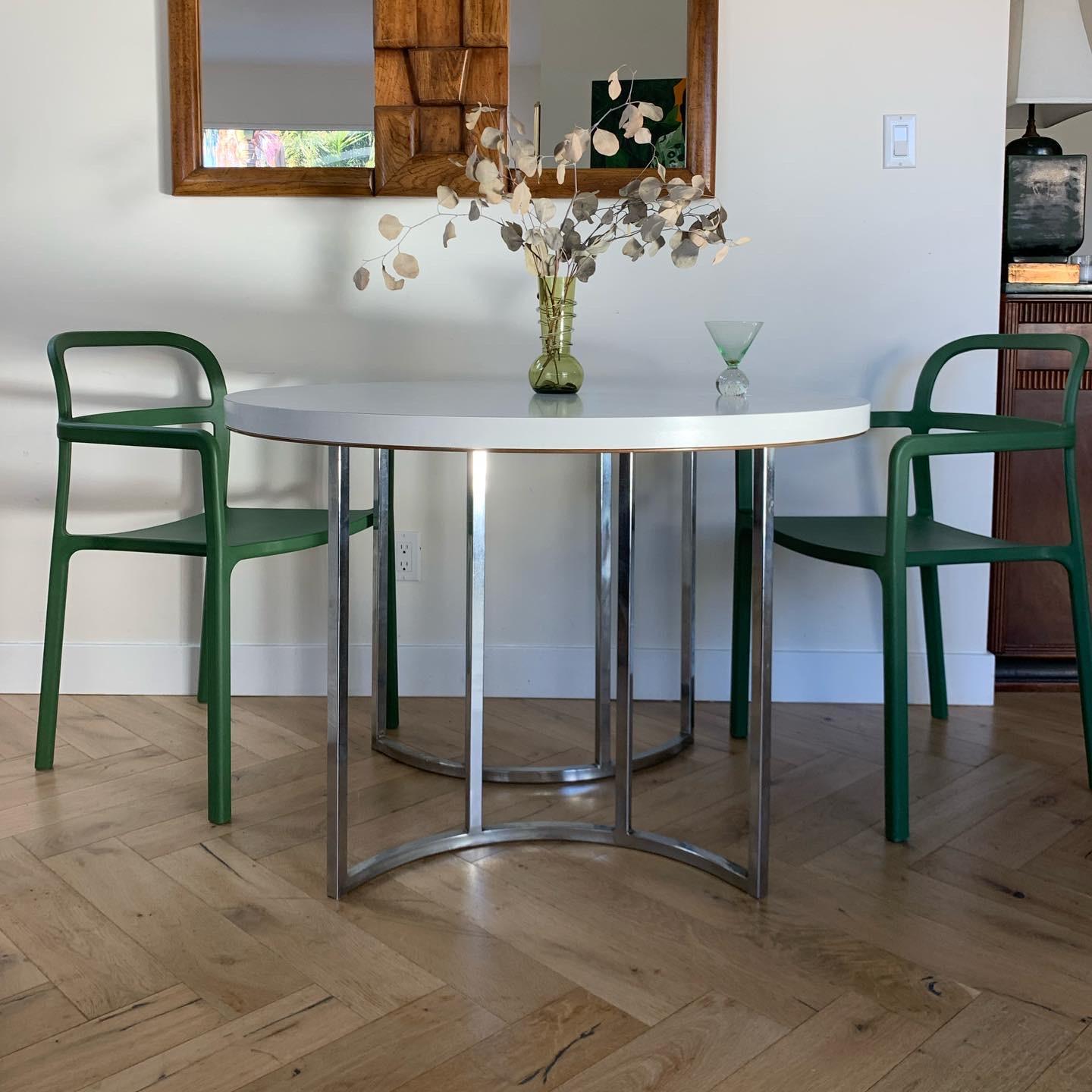 Cal-Style Chrome and Laminate Dinette Bistro Table, circa 1972 2