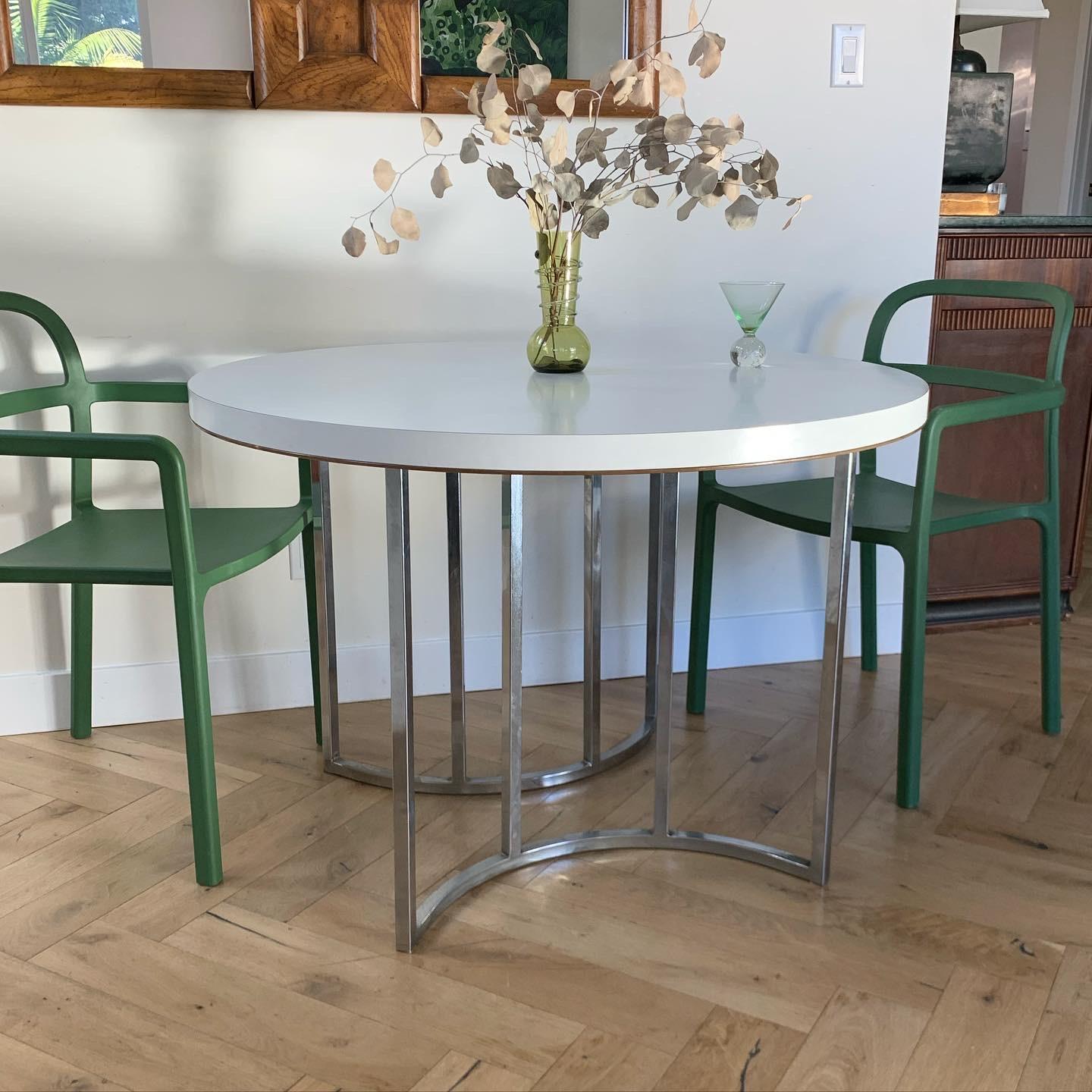Cal-Style Chrome and Laminate Dinette Bistro Table, circa 1972 3