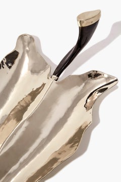 Cala Leaf Large Tray, Horn & Alpaca Silver