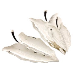 CALA Leaf Set, Small, Medium and Large Trays, Horn & Alpaca Silver