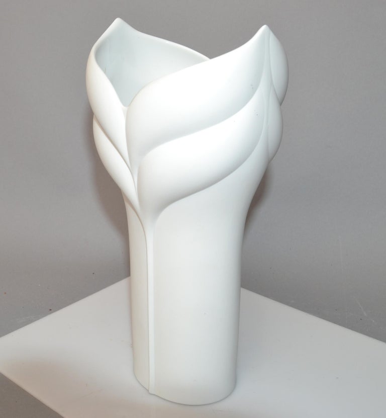 Mid-Century Modern Cala Lily Rosenthal White Bisque Flower Vase Studio-Linie Germany by Uta Feyl For Sale