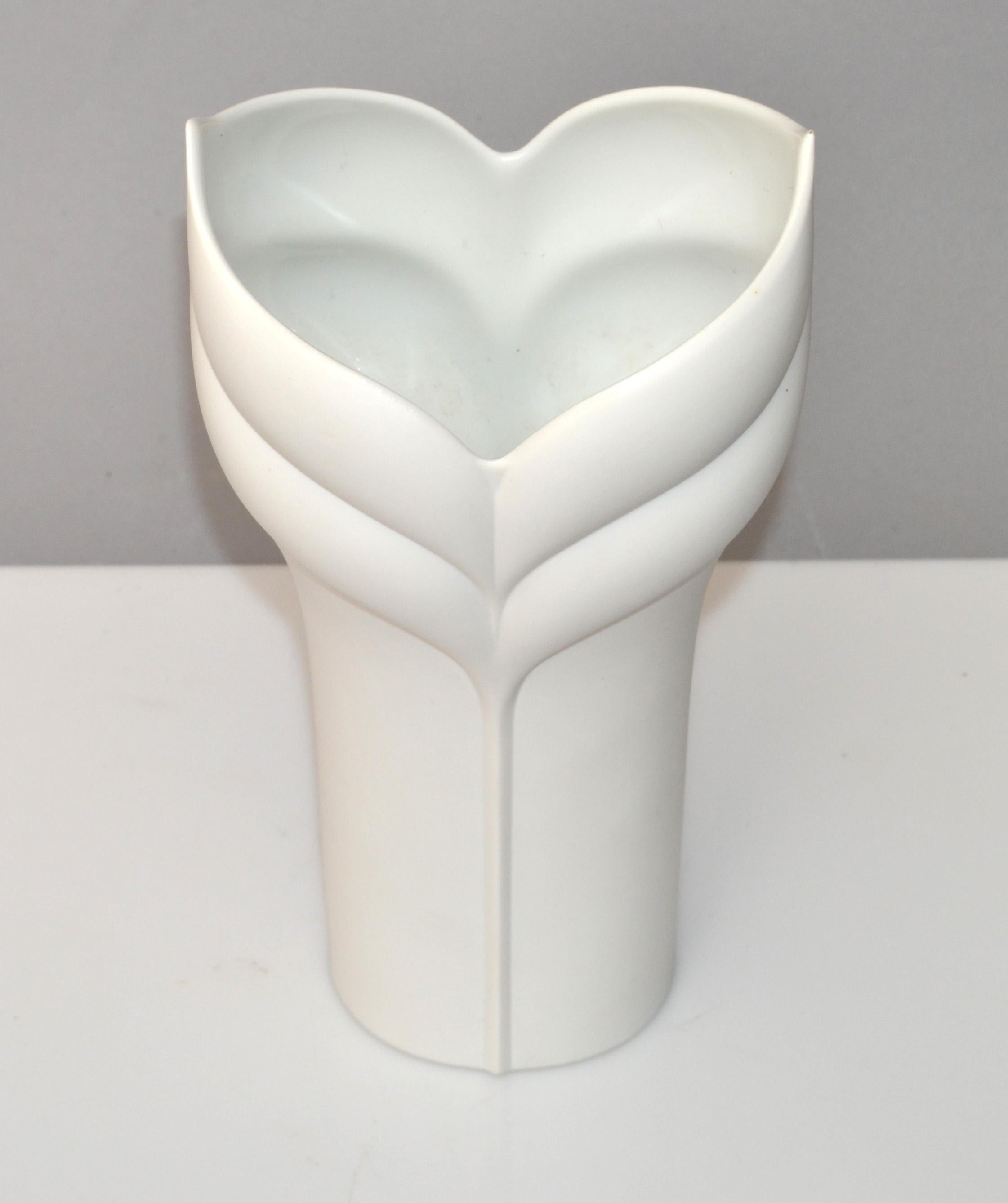 Mid-Century Modern Cala Lily Rosenthal White Bisque Flower Vase Studio-Linie Germany by Uta Feyl