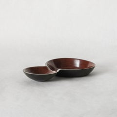 Urushi Cinnabar Red & Black Lacquer Gourd Calaba Long Bowl by Alexander Lamont