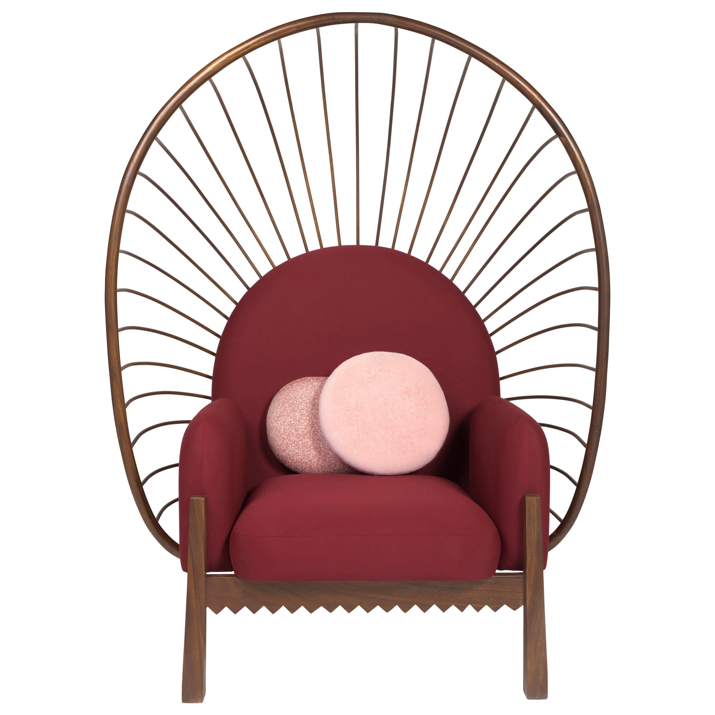 Modern Armchair Calaca, Solid Wood and Upholstery. For Sale