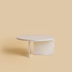Light Gold Calacatta Marble Coffee Table with Round Top by Lebanto