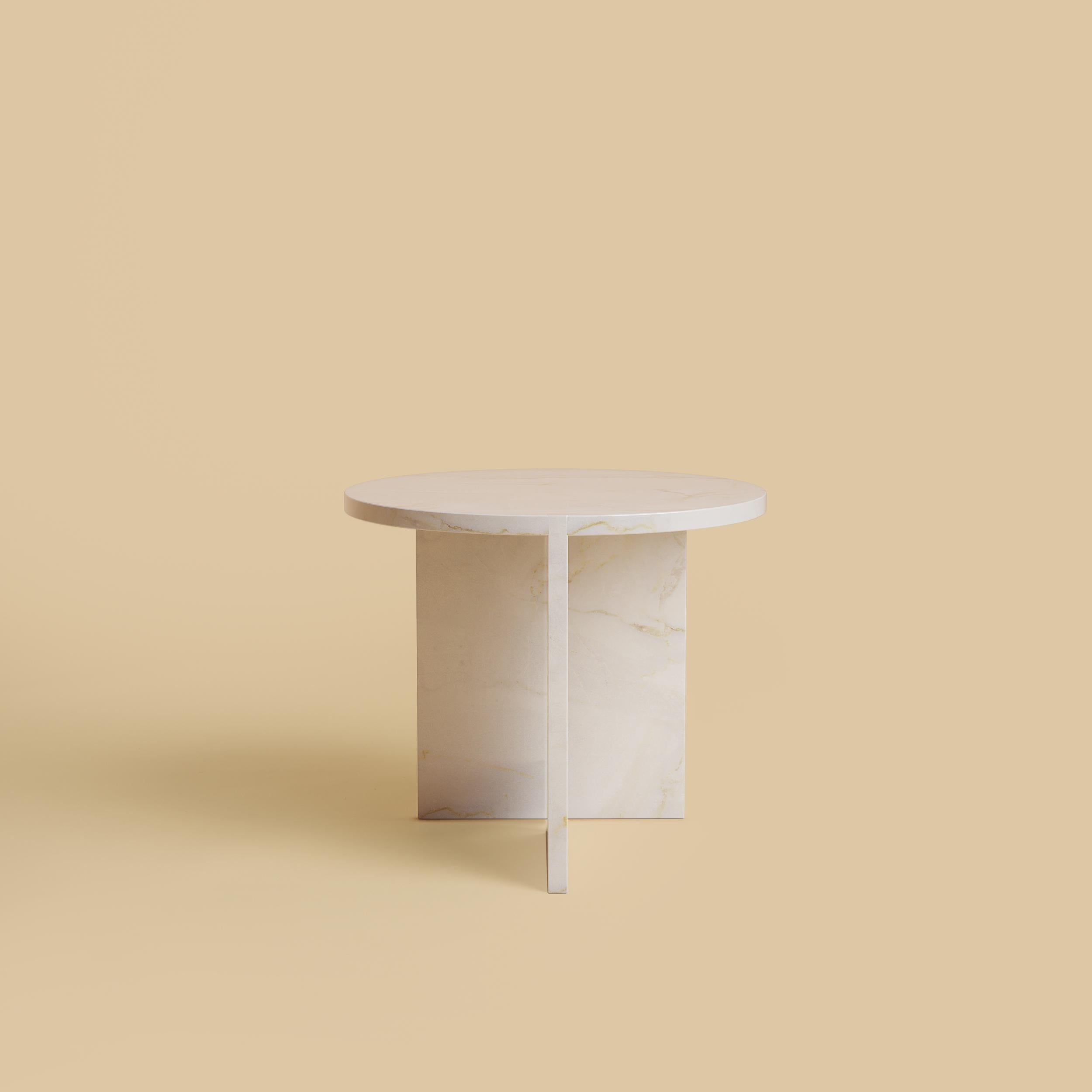 Italian Calacatta Gold Marble Circular Side Table, Made in Italy For Sale