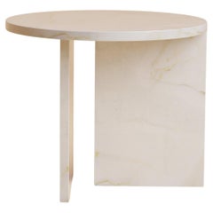 Calacatta Gold Marble Circular Side Table, Made in Italy