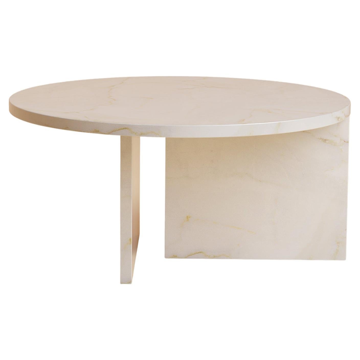 Table basse ronde Calacatta en marbre doré, fabriquée en Italie