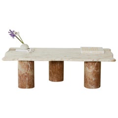 Calacatta Gold Marble Top with Mocha Column Base Coffee Table