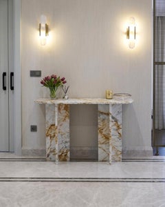 Calacatta Gold Premium Marble Slab Console Table, Custom Table