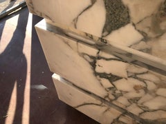 Calacatta Green Marble Bathroom Vanity with Drawers, Single Sink Stone Cabinet