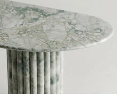 Calacatta Green Marble Dining Table, Fluted Marble Customizable Table