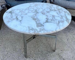 Calacatta Green White Marble Chrome Steel X Base Side End Table