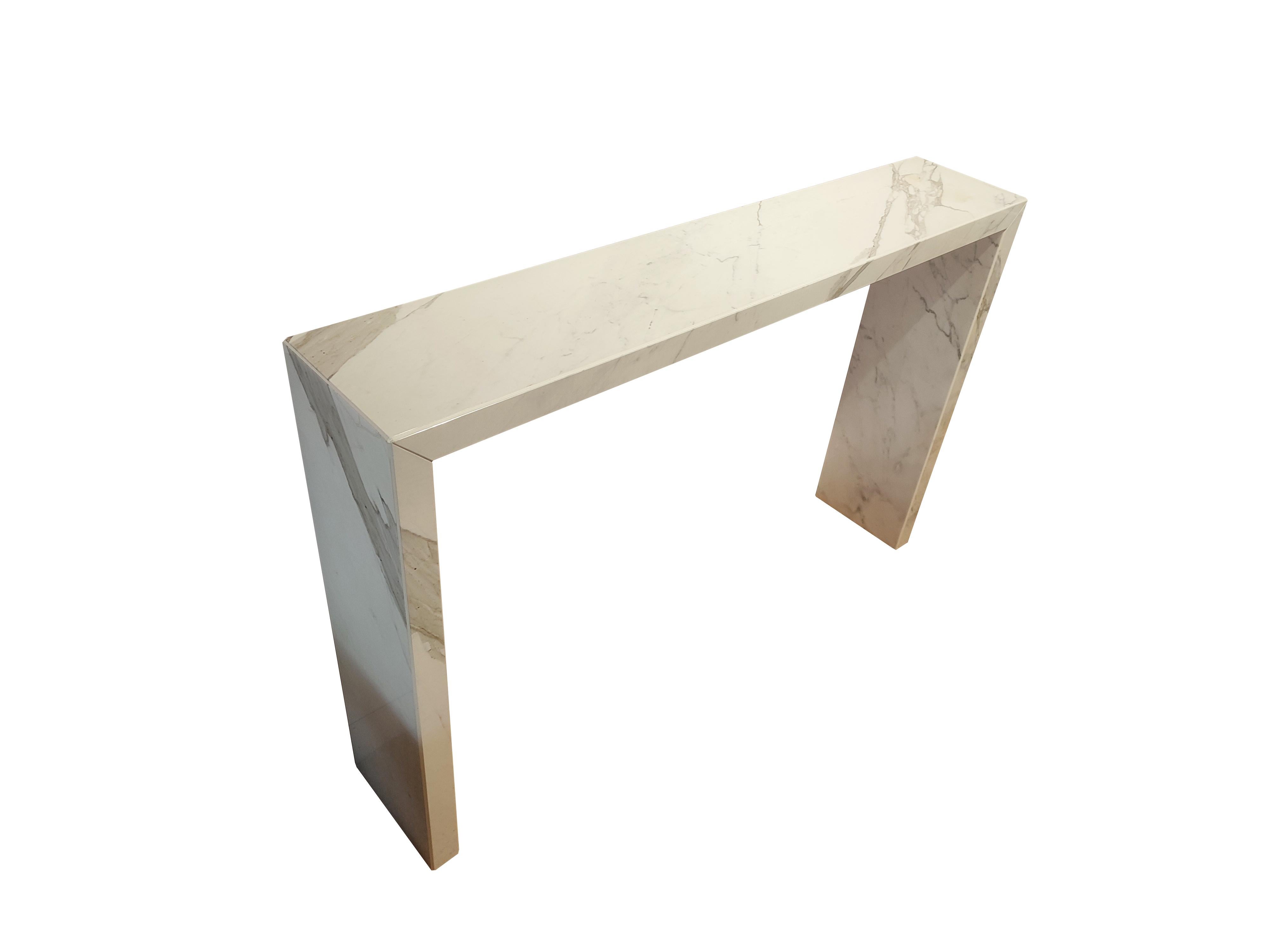 Modern Calacatta Italy Marble Console Table Handmade in Spain Contemporary Design Lux For Sale